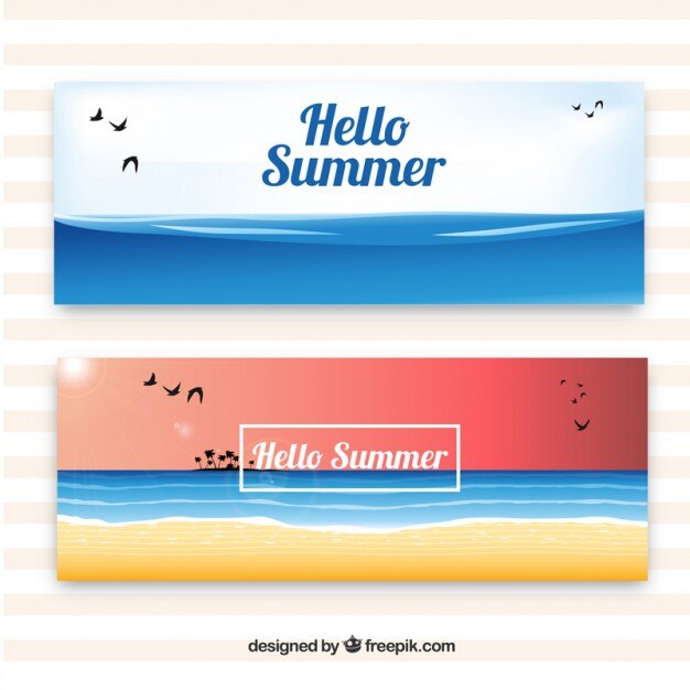 Vector gratuito banners de verano de la playa