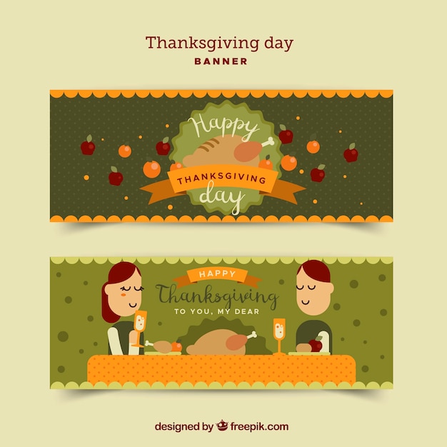 Vector gratuito banners verdes de thanksgiving