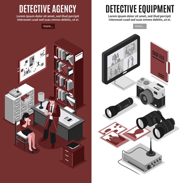 Banners verticales de la agencia de detectives