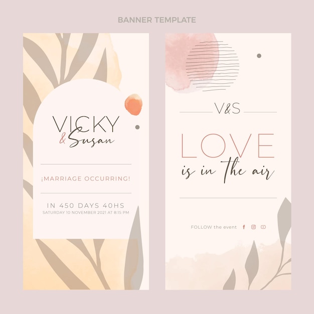 Vector gratuito banners verticales de boda dibujados a mano