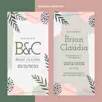 Vector gratuito banners verticales de boda dibujados a mano