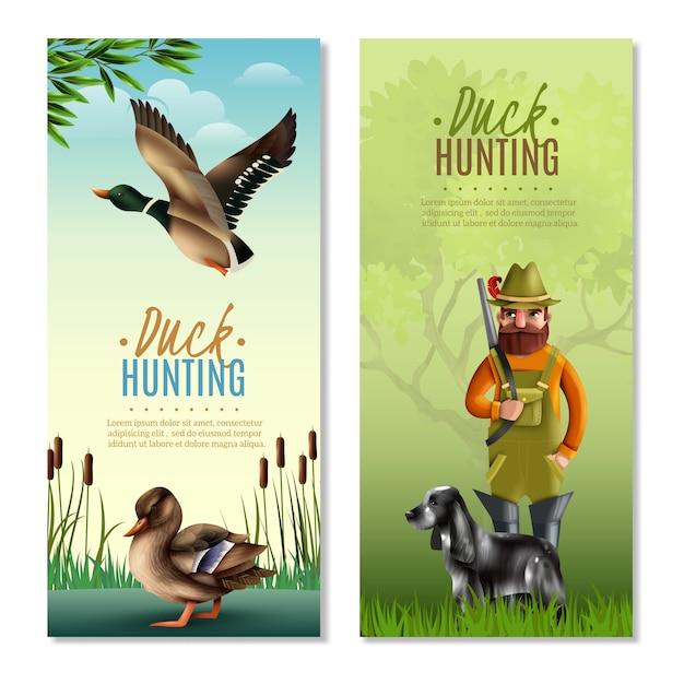 Banners verticales de caza de patos