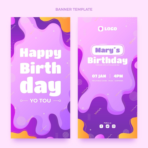 Vector gratuito banners verticales de cumpleaños dinámico degradado