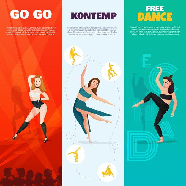 Banners verticales de danzas modernas