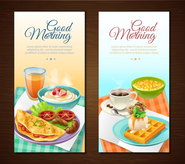 Banners verticales de desayuno