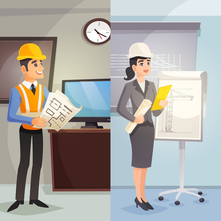 Vector gratuito banners verticales de dibujos animados de ingeniero