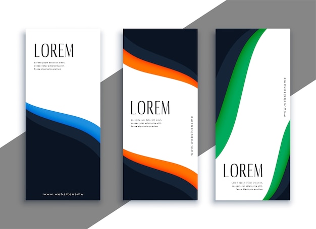 Banners verticales elegantes con forma ondulada