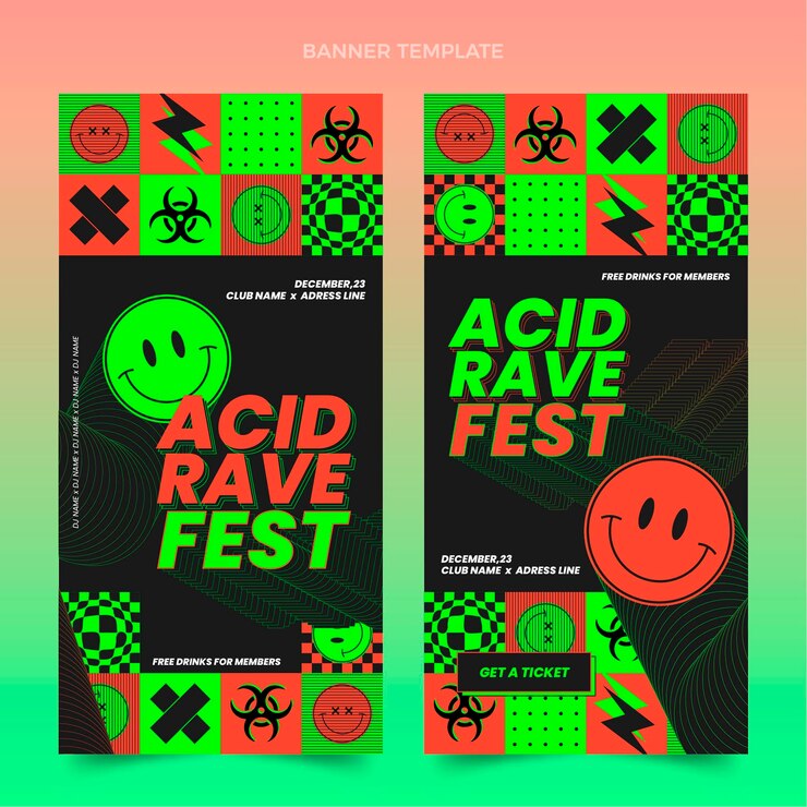 Vector gratuito banners verticales de festival de música de mosaico de diseño plano