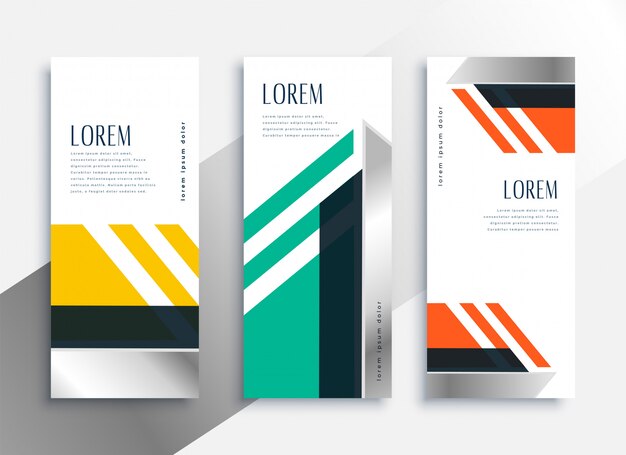 Banners verticales geométricos en estilo moderno de negocios