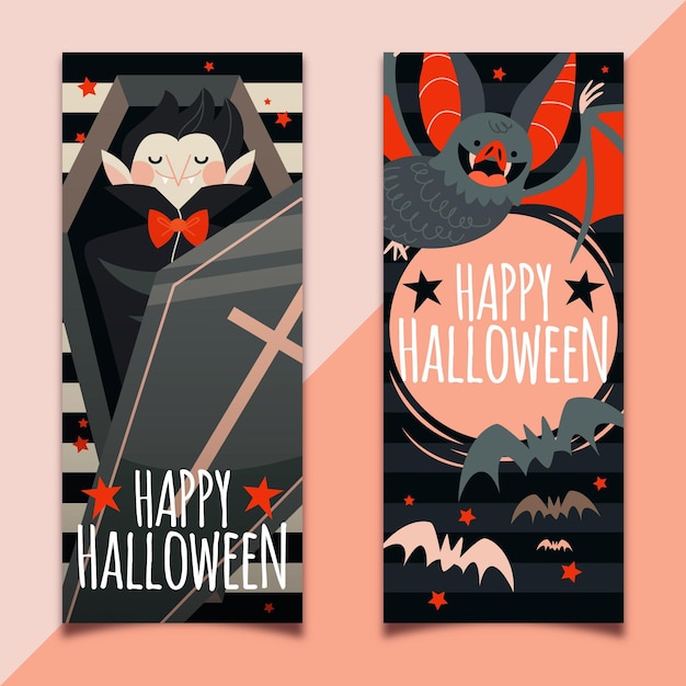 Vector gratuito banners verticales de halloween