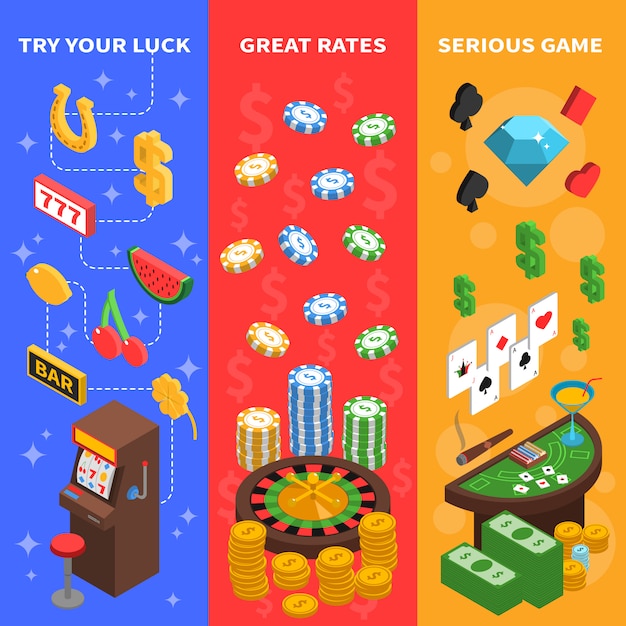 Vector gratuito banners verticales isométricos de casino