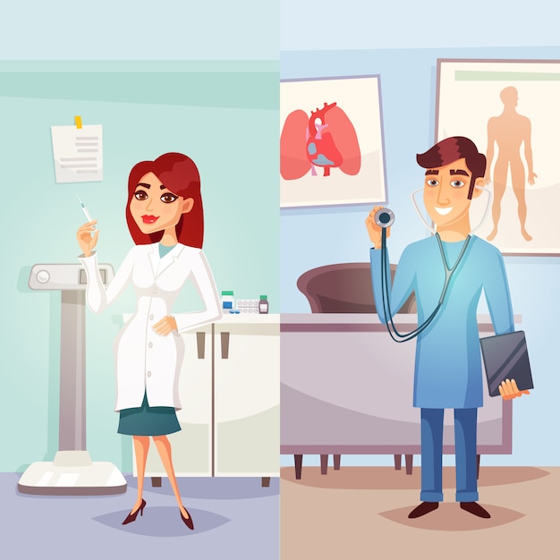 Vector gratuito banners verticales de medicina de dibujos animados