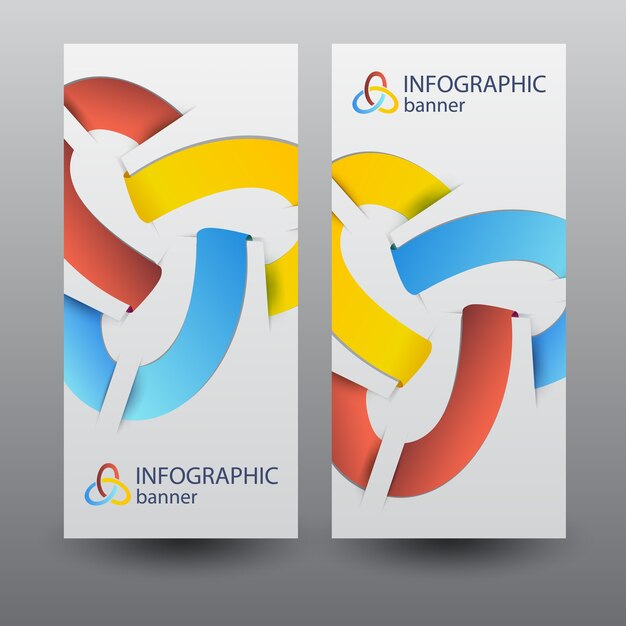 Banners verticales de negocios con elementos de cinta de colores.