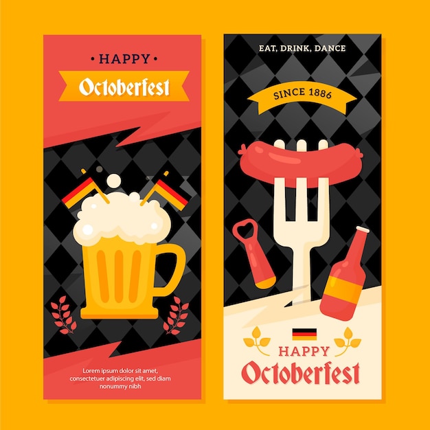 Banners verticales de oktoberfest dibujados a mano