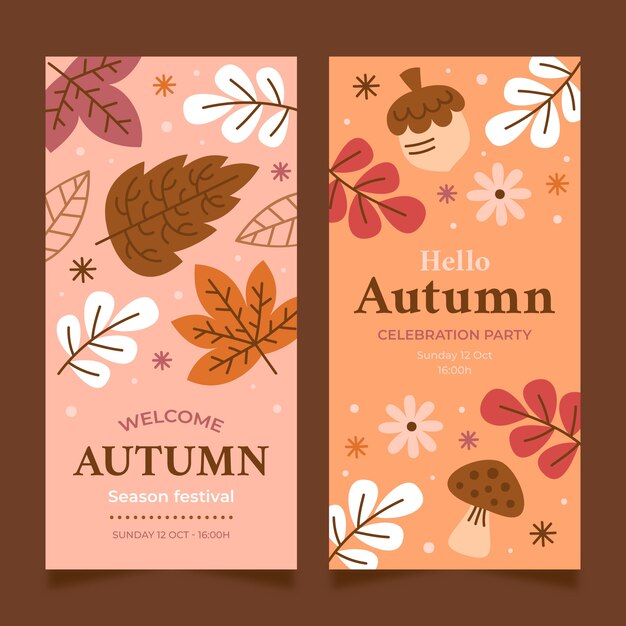 Banners verticales planos establecidos para la celebración de otoño