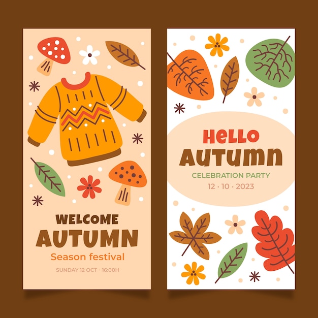 Vector gratuito banners verticales planos establecidos para la celebración de otoño