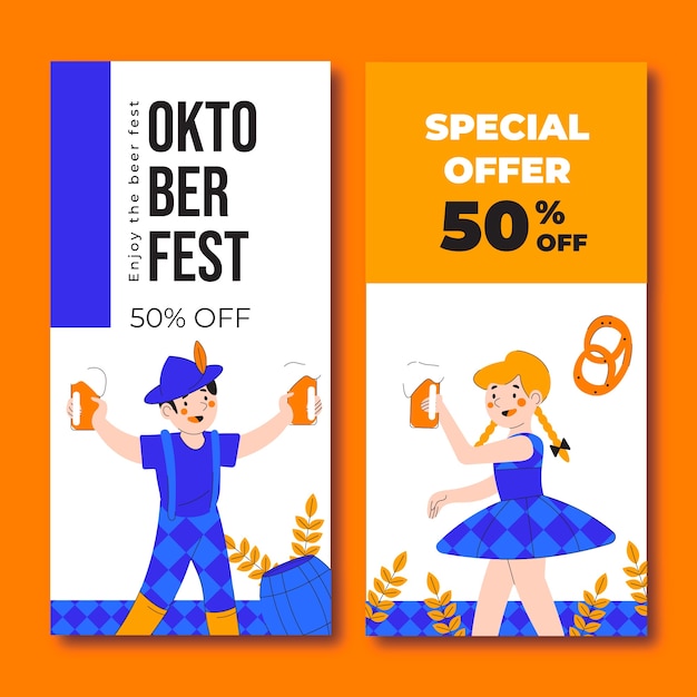 Vector gratuito banners verticales planos establecidos para el festival oktoberfest