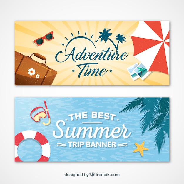 Vector gratuito banners de viajando en verano