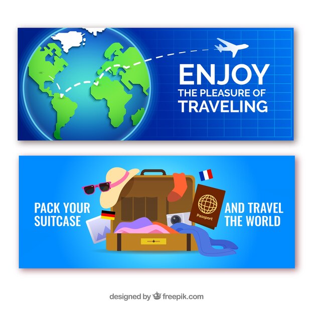 Banners de viaje con destinos