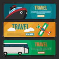 Vector gratuito banners de viaje con diseño plano