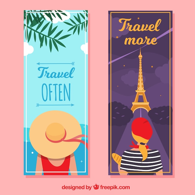 Vector gratuito banners de viaje en estilo plano