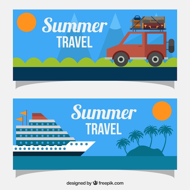 Vector gratuito banners de viajes de verano