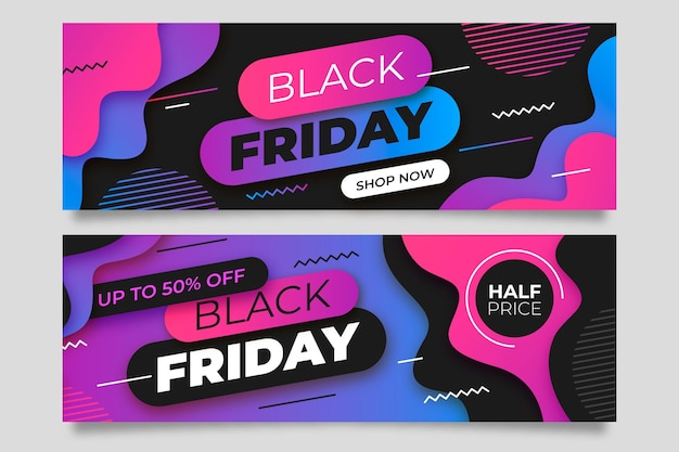 Vector gratuito banners de viernes negro degradados