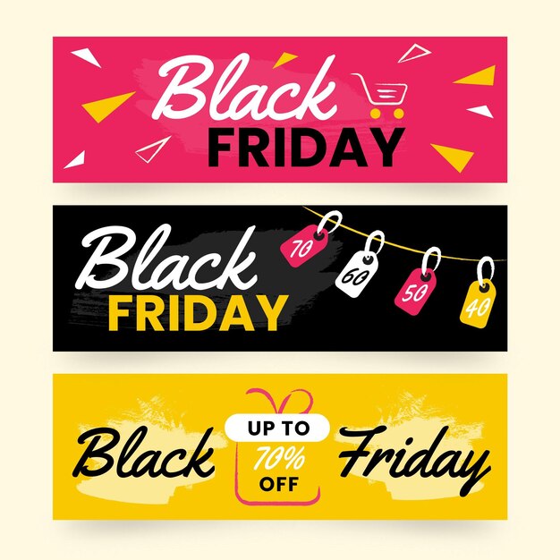 Vector gratuito banners de viernes negro dibujados a mano