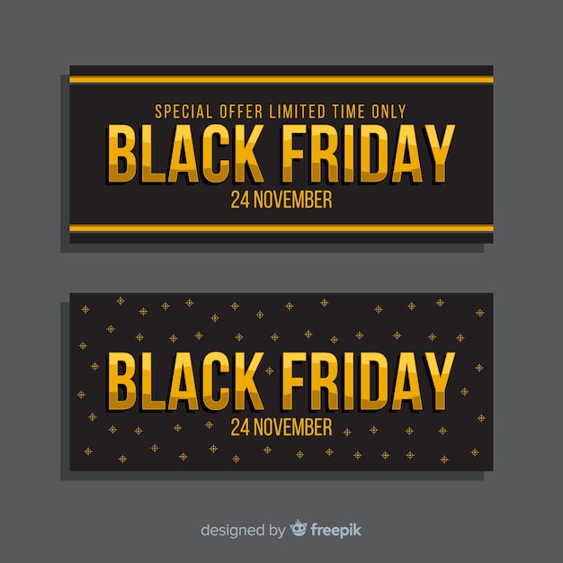 Banners de viernes negro en diseño plano