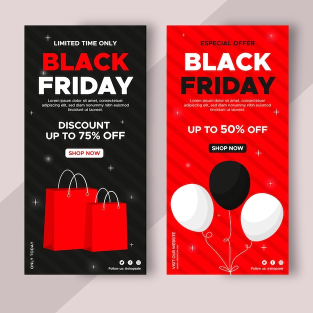 Vector gratuito banners de viernes negro en diseño plano