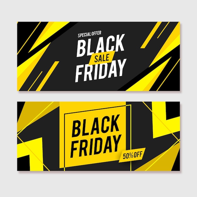 Banners de viernes negro en diseño plano