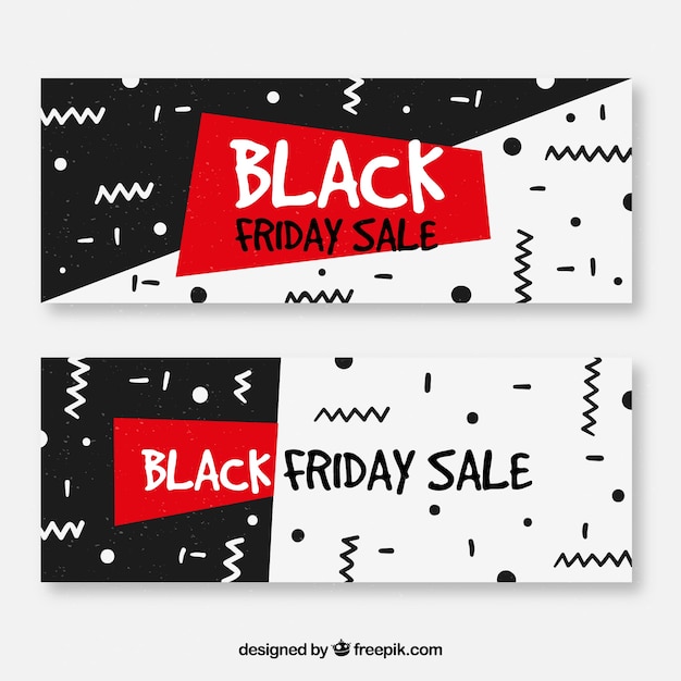 Vector gratuito banners de viernes negro en estilo memphis