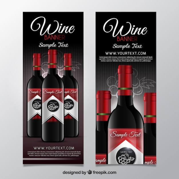 Vector gratuito banners de vinos con detalles rojos
