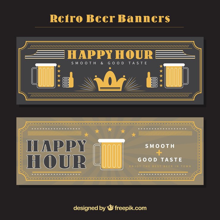 Vector gratuito banners vintage de cervecería 