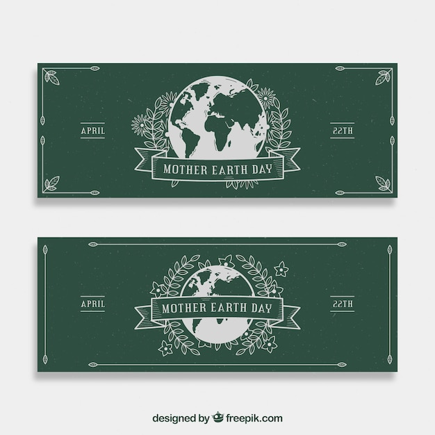 Vector gratuito banners vintage para el día de la tierra