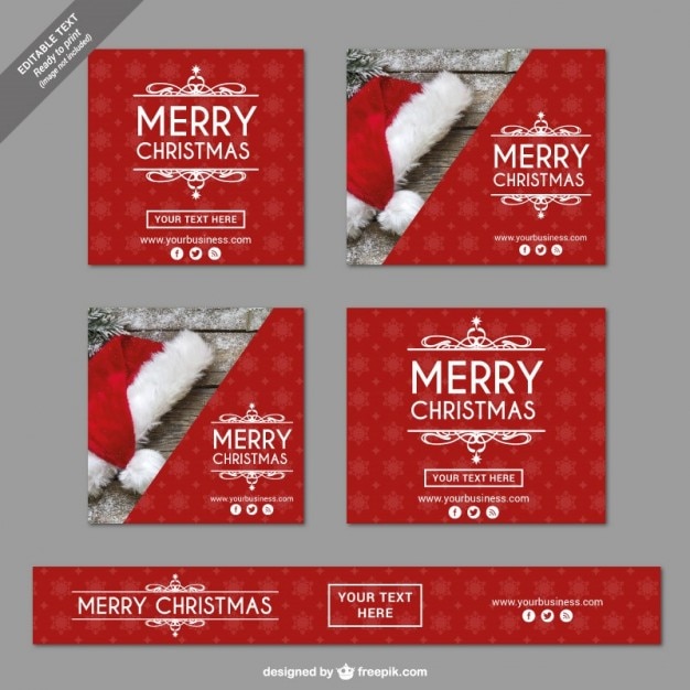 Vector gratuito banners vintage de feliz navidad