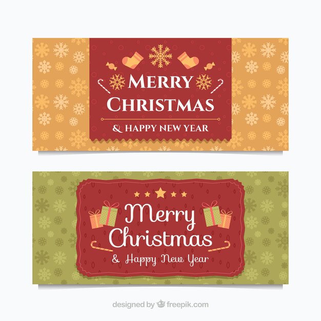 Banners vintage de feliz navidad 