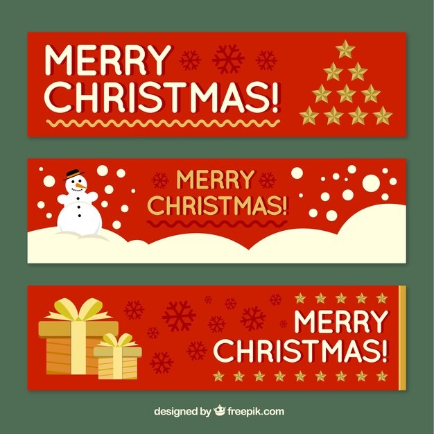 Banners vintage de feliz navidad