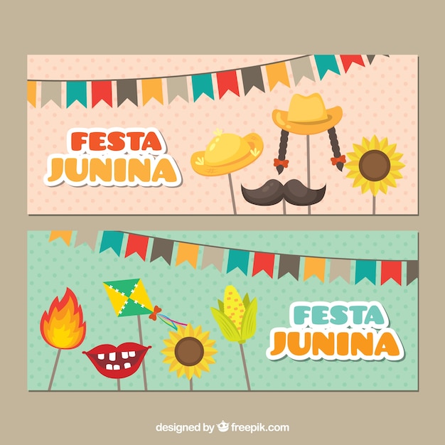 Vector gratuito banners vintage de festa junina