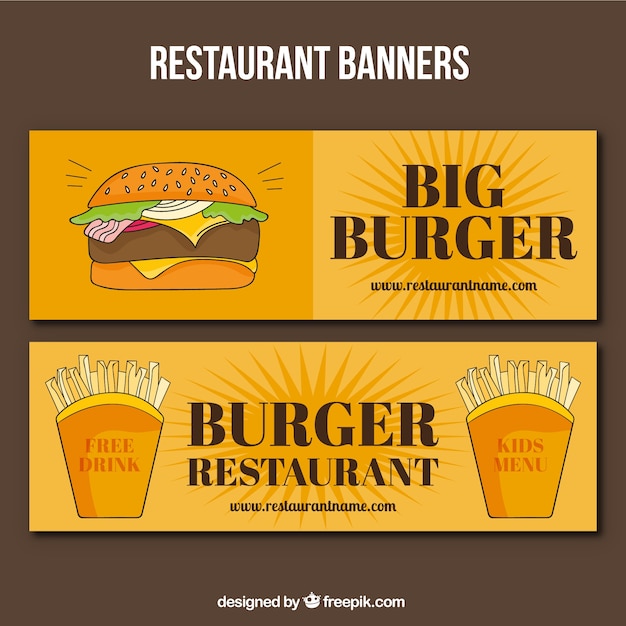 Vector gratuito banners vintage de hamburguesería