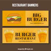 Vector gratuito banners vintage de hamburguesería