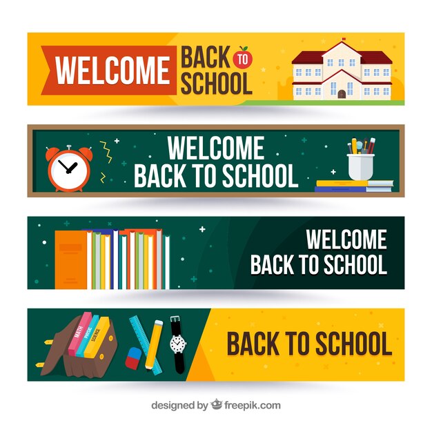 Banners de vuelta al cole con elementos