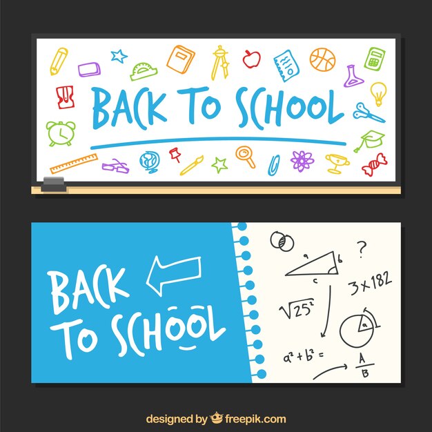 Banners de vuelta al colegio con diseño plano