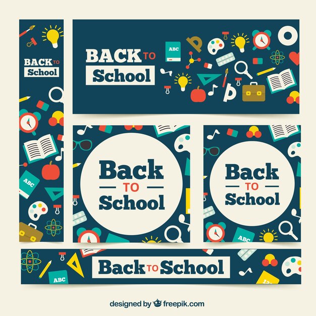 Banners de vuelta al colegio con elementos