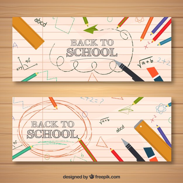 Banners de vuelta al colegio con elementos