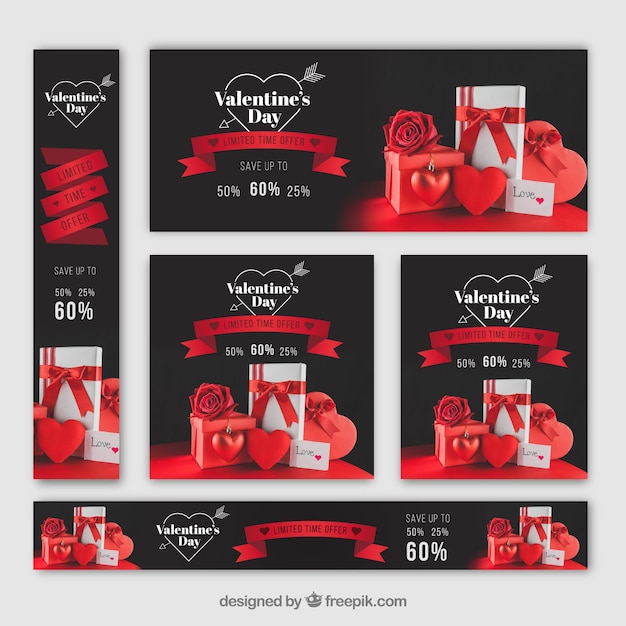 Vector gratuito banners de web del día de san valentín