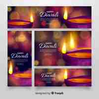 Vector gratuito banners web realistas de diwali