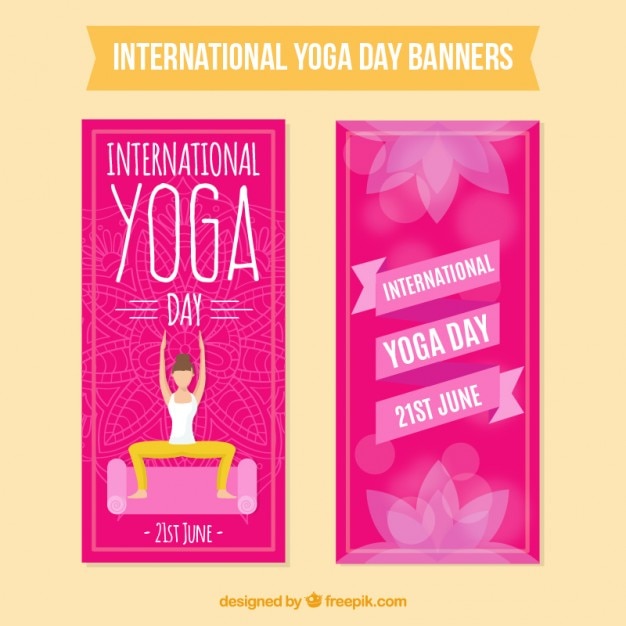 Banners de yoga rosa