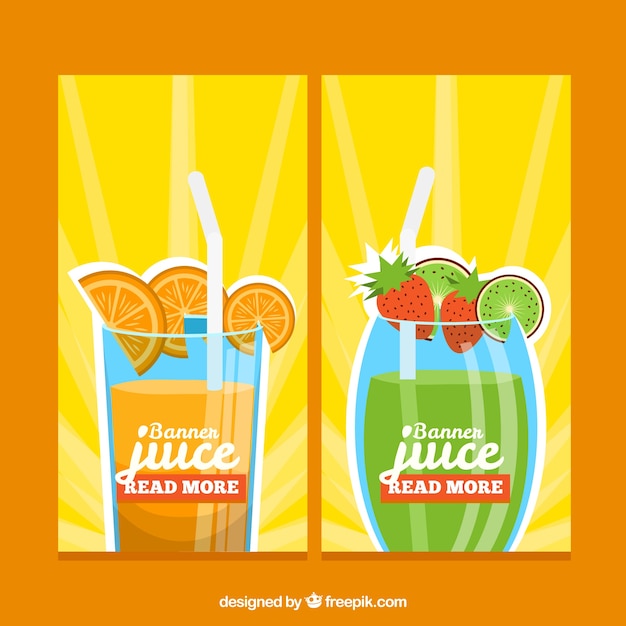 Vector gratuito banners de zumos de fruta coloridos