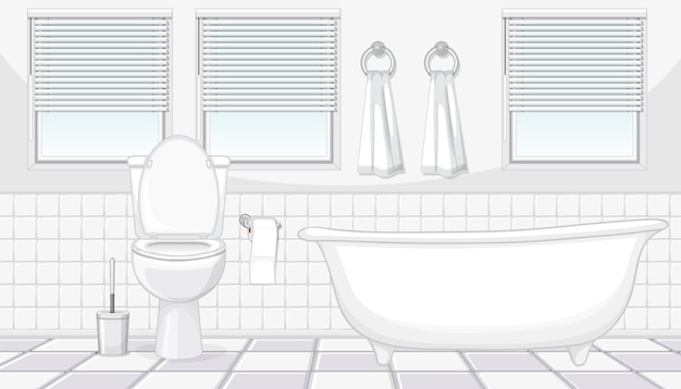 Baño blanco minimalista con bañera